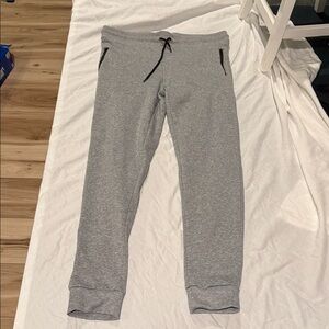 Gray Jogger Sweatpants with Black Drawstring